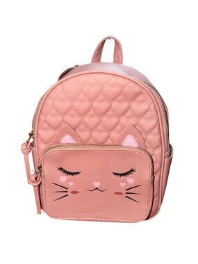 UNDERONESKY Faux Leather Backpack Style Cat Purse-Pink-10"x4"x8"-GUC